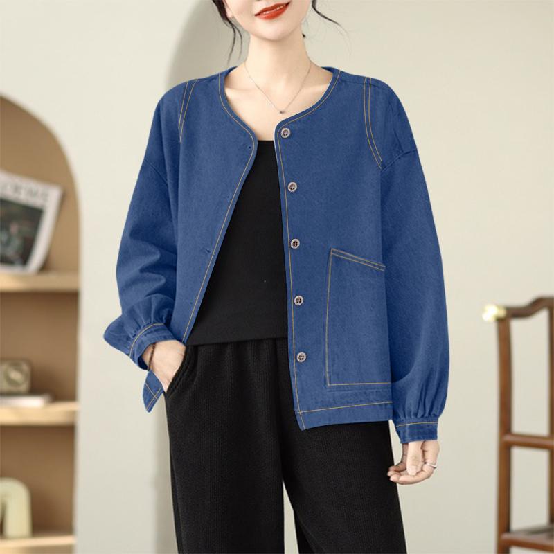 

ZANZEA Женская повседневная блузка-кардиган с круглым вырезом, свободного кроя, с длинным рукавом L