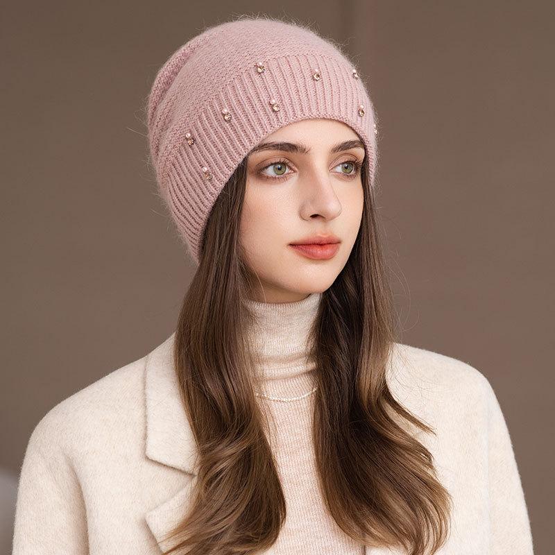 Królicze włosy dzianinowa torba czapka damska zimowa wiatr i zimno pulower wełna moda termiczna czapka