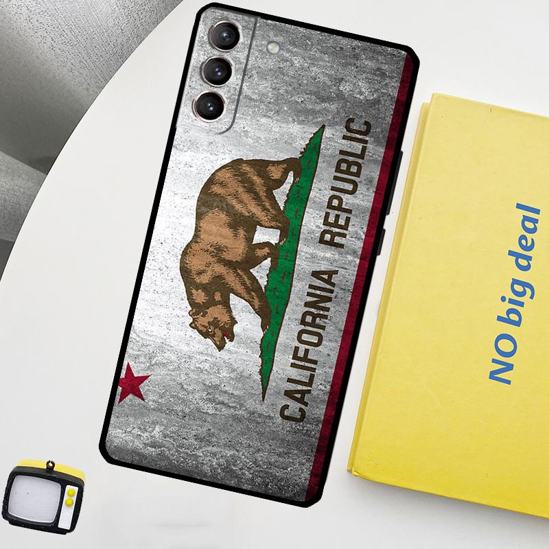 Custodia con Bandiera della California per Samsung Galaxy S23 FE S22 Ultra S20 S21 FE S8 S9 S10 Plus Note 10 20 Ultra Cover