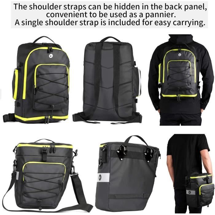 Sacoche arrière vélo 3 en 1 - BAIGIO - 75L - Imperméable - Polyester PVC - Mixte