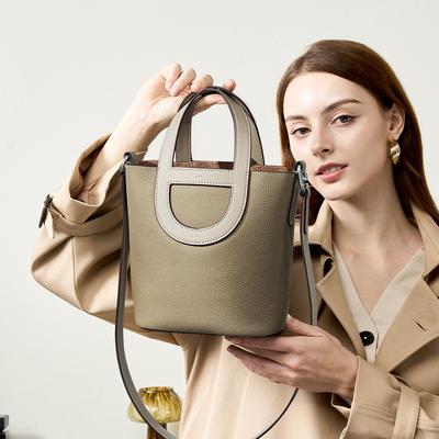 Bolso Bandolera Tipo Cubo de Piel Genuina Un Bolso de Mano Perfecto para Mujeres que Van al Trabajo