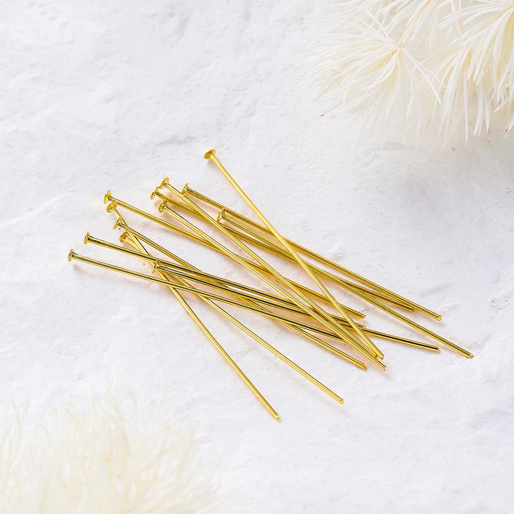 100pcs/lot 14K 18K Gold Plated Flat Head Metal Pins Beading Pendant Headpin For DIY Jewelry Handmade Craft Supplies Findings