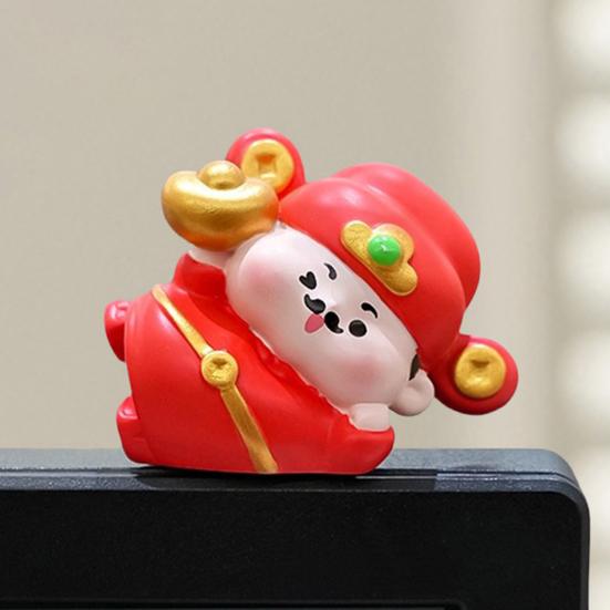 4 Buc Figurine Desen Animat Decorare Monitor Calculator Fruct Pisică Extinctor Girafă Zeul Bogăției Statuetă Sculptură Rășină Ornament Bord Mașină