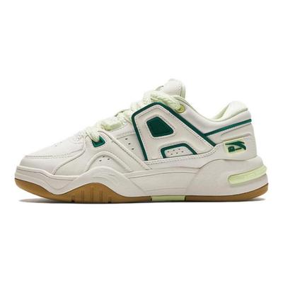 Kids Round Toe Lace-Up Shock Absorbing Wear-Resistant Low-Top Skate Shoes Kids Skate Shoes White Green 322418005-1