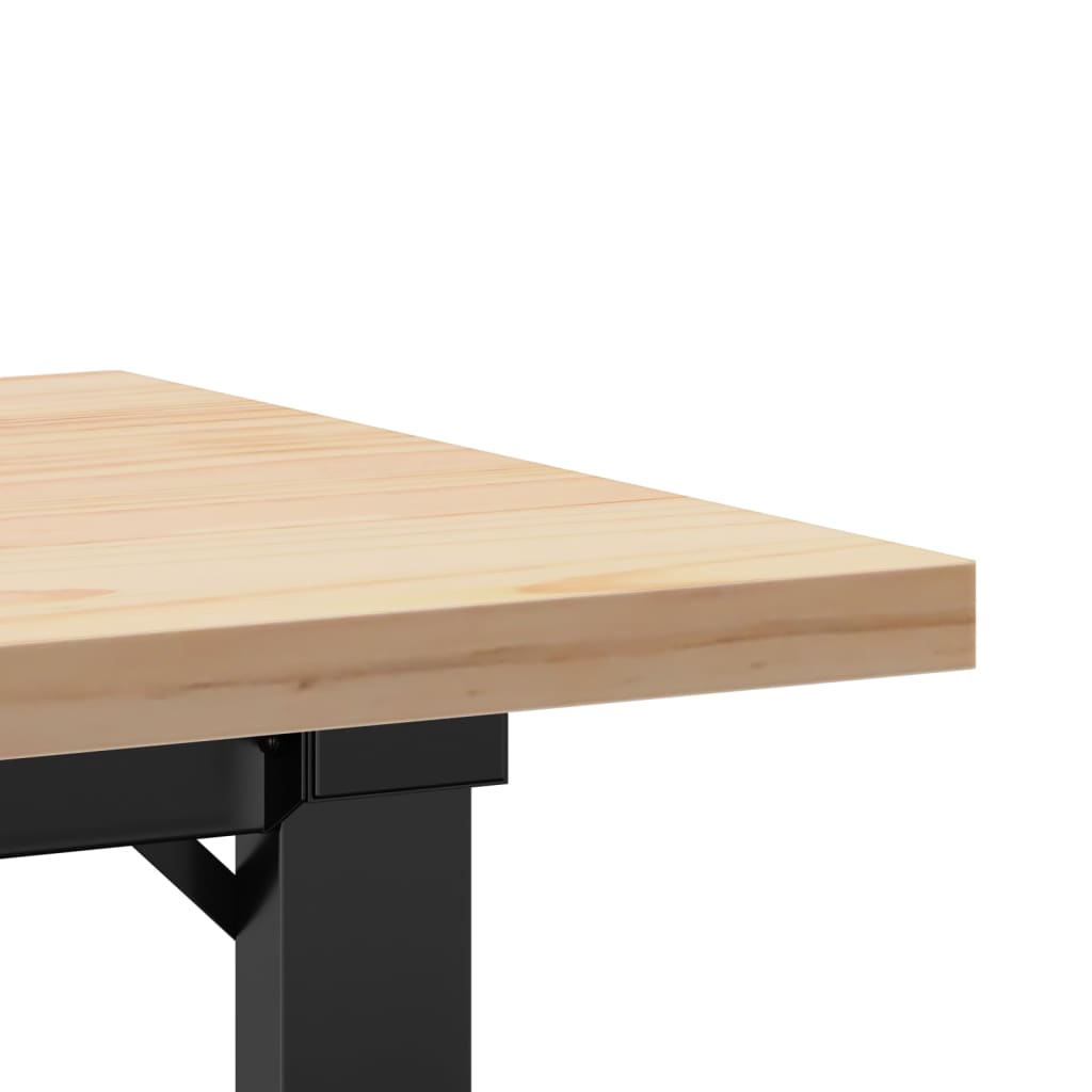 Coffee Table with O Shaped Frame 100 x 50 x 45.5 cm Solid Pine Wood Steel