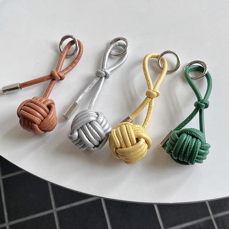 Elegant Ball Keychain Versatile Leather Phone Lanyard Bag Charms Pendant Car Key Ring Backpack Decoration Accessories Gifts