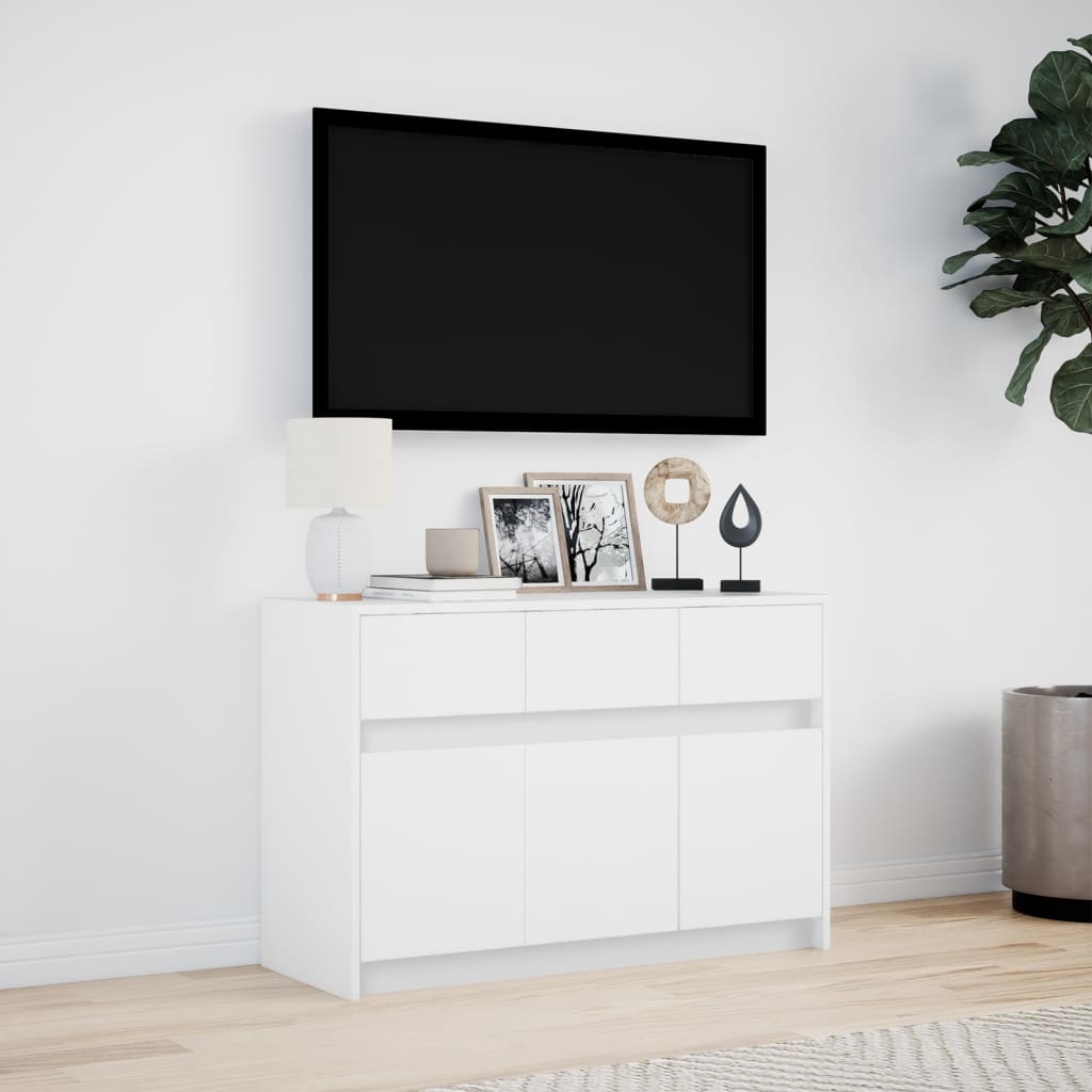 Vidaxl TV Cabinet with LED, White, 91X34X61 Cm, Wood-based Material