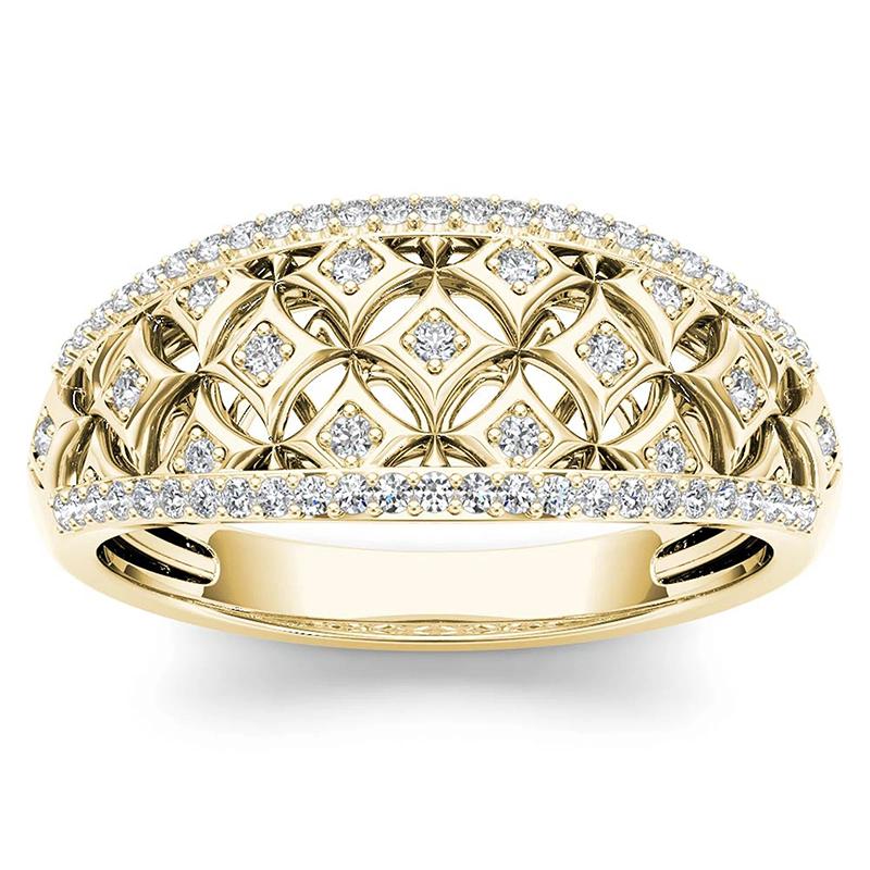 Xiaomi Huitan Hollow Out Design Women Ring Full Bright CZ Luxury Gold Color Party Lady Wedding Accessories Fashion Engagement Jewelry