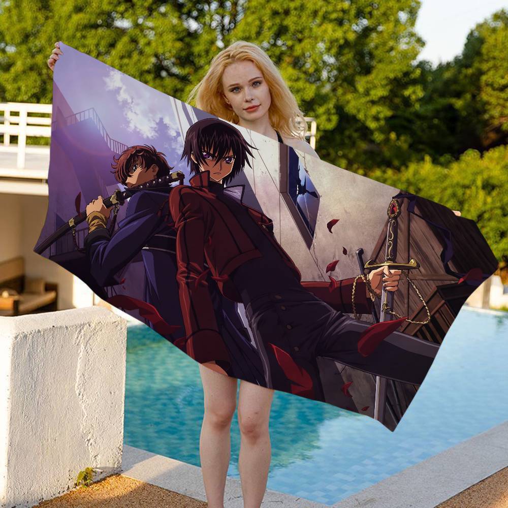 Anime Code G-Geass Bath Towel Microfiber Soft Water Absorbing Breathable For Girl Kids Decorative Cartoon Beach Towel