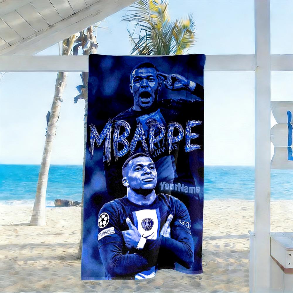 Mbappe Customize Your Name Beach Towel Super Soft & Absorbent Perfect for Traveling Yoga Camping and Swimming