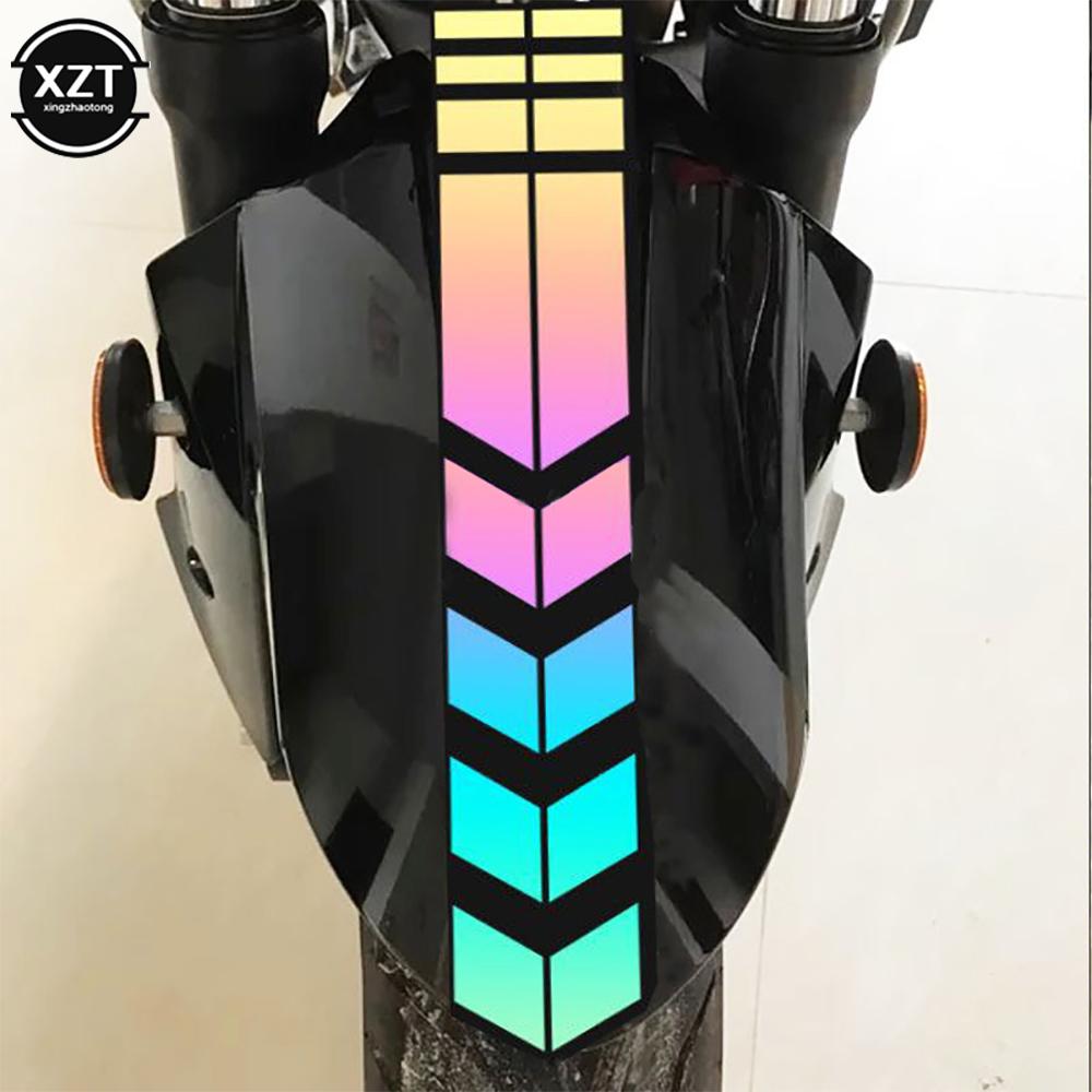 Colorful Arrow Stripe Sticker Motorcycle Fender Paste Waterproof Oilproof Reflective Arrow Decal Stickers Moto Decor Accessories