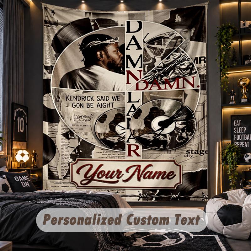 Personalized Wall Tapestry,Kendrick Lamar Custom Printed Name, Fabric Wall Art For Indoor Room Backdrop