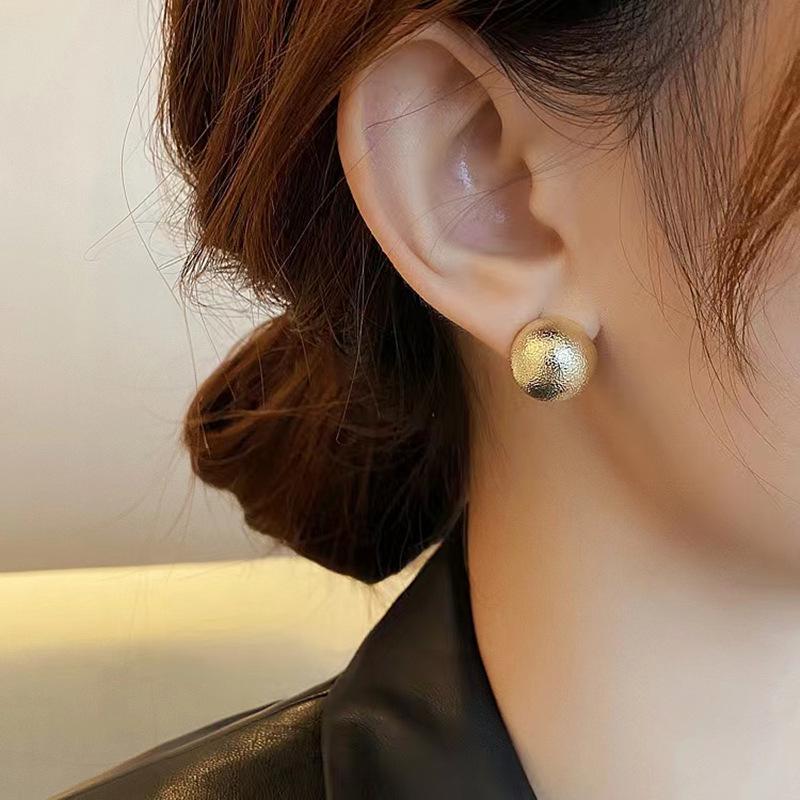 2023 Retro Frosted Half-Circle Stud Dangle Earrings - Simple, Stylish Design