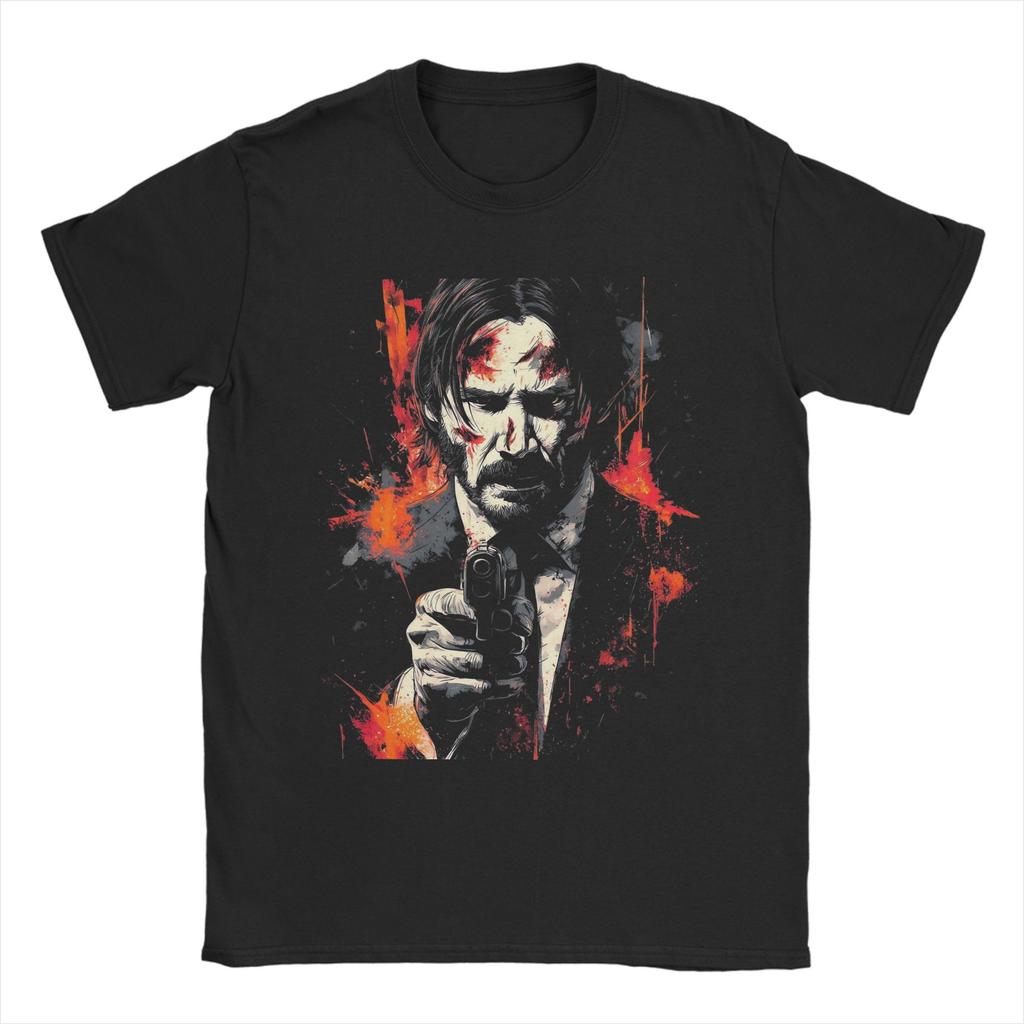 John Wick Night Assassin T Shirts Mens Cotton Novelty TShirts Round Collar Tees Short Sleeve Tops New Arrival