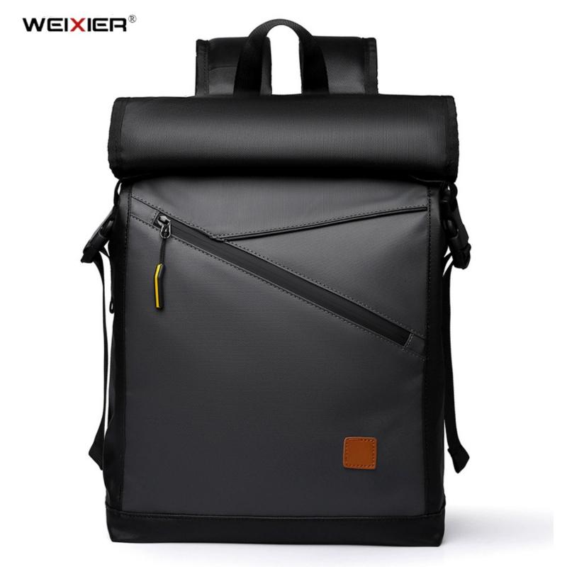 WEIXIER Spring New Fashion Men's Business Backpacks PU Waterproof Wear-resistant Large Capacity Rucksack Top Expandable Travel Computer Bag for Male