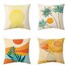 Home Decor Sun, Palm & Floral Patterned Throw Pillows Pattern Cushion Cover Suitable For Sofa Bedroom Car Pillow Cover