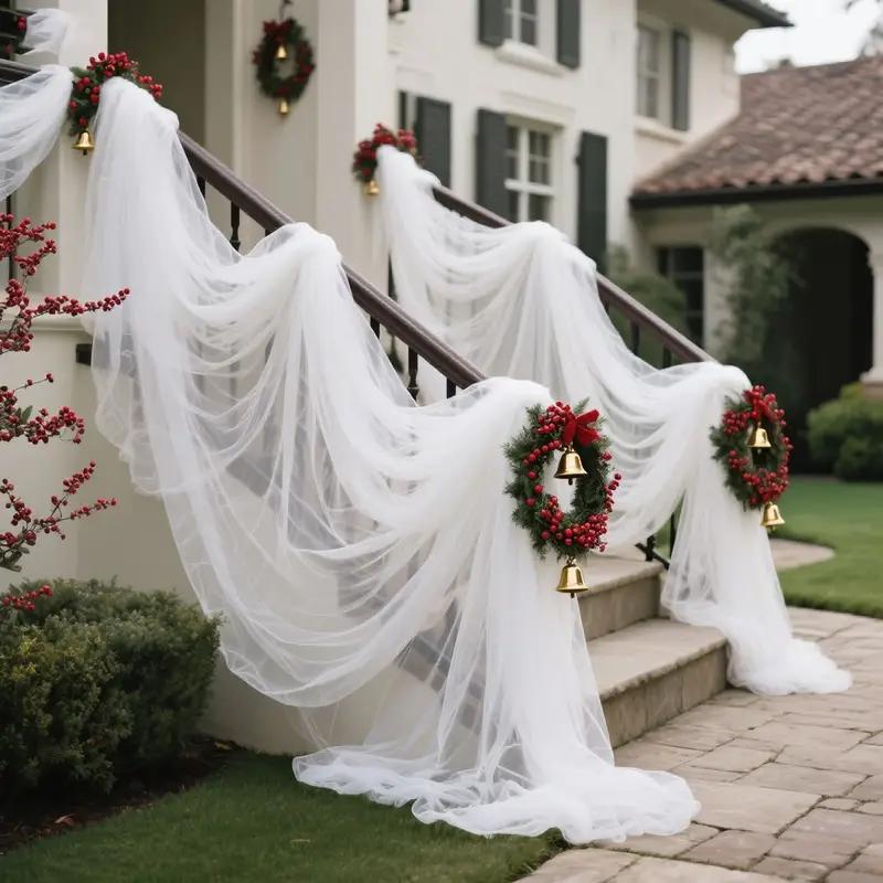Tessuto Tulle Decorazioni Fai da Te Accessori Matrimonio Festa Evento di Natale Tessuto a Rete Trasparente Materiale Elegante Runner da Tavola Fiocchi per Sedie Sfondo