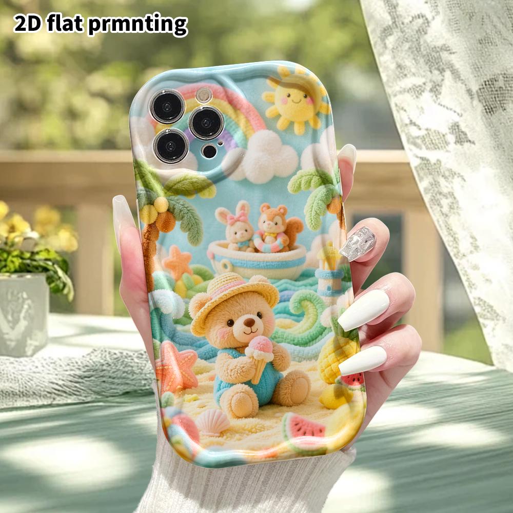 Phone Case: 2D Flat, Suitable for iPhone 18 17 16 15 14 13 12 Pro, Beach Bear Party, Perfect Christmas and Halloween Holiday Gift