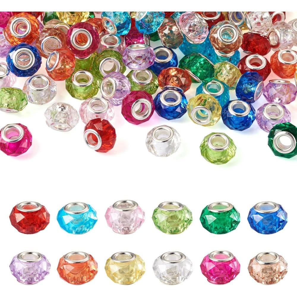 

15/40/80/200 шт. прозрачные европейские бусины из смолы Rondelle с большим отверстием 5 мм, подвески-распорки, случайные для браслета, цепочки-змейки, ювелирные изделия своими руками 15pcs разноцветный
