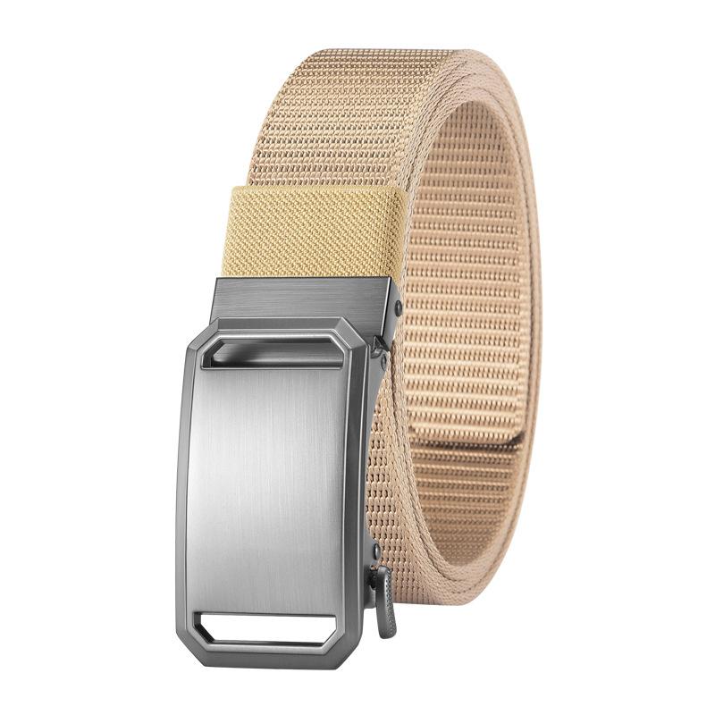 Men's Automatic Buckle Belt Trendy and Versatile Punch-free Men's Belt Military Training Jeans Braided Trousers Belt Canvas