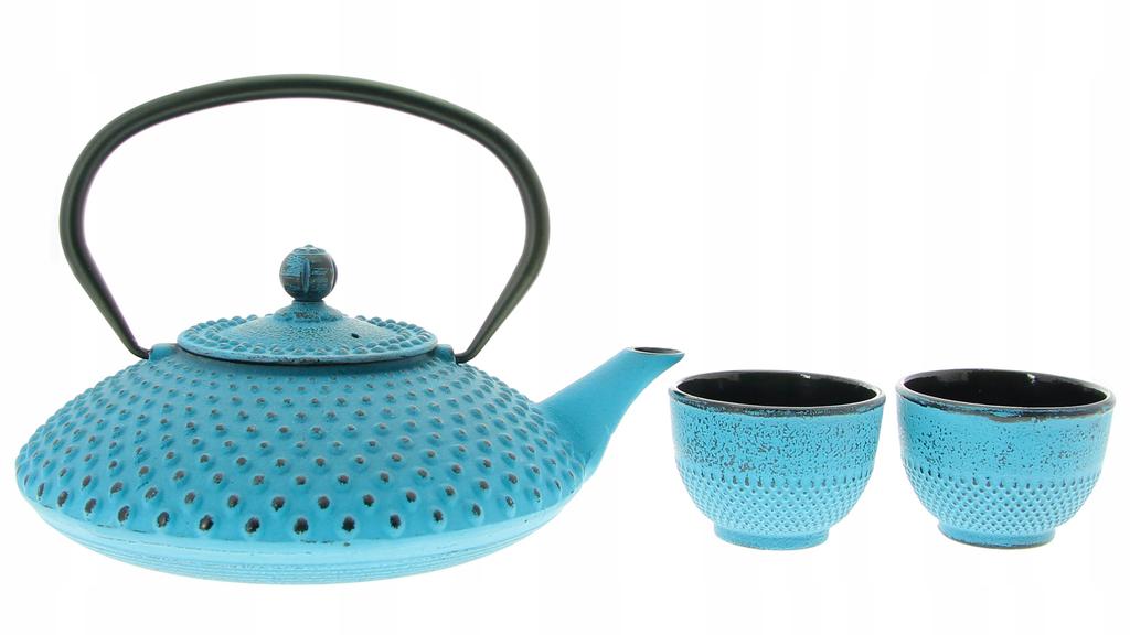 IMBRZK 1.25 CAST IRON KETTLE SET 2x CUPS STAND INFUSER + STRAINER