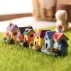 Mini House Micro Landscape Miniature Resin Village House Figurine Tiny Bonsai Terrarium Crafts for Dollhouse Fairy Garden Flowerpots Fish Tank Decor