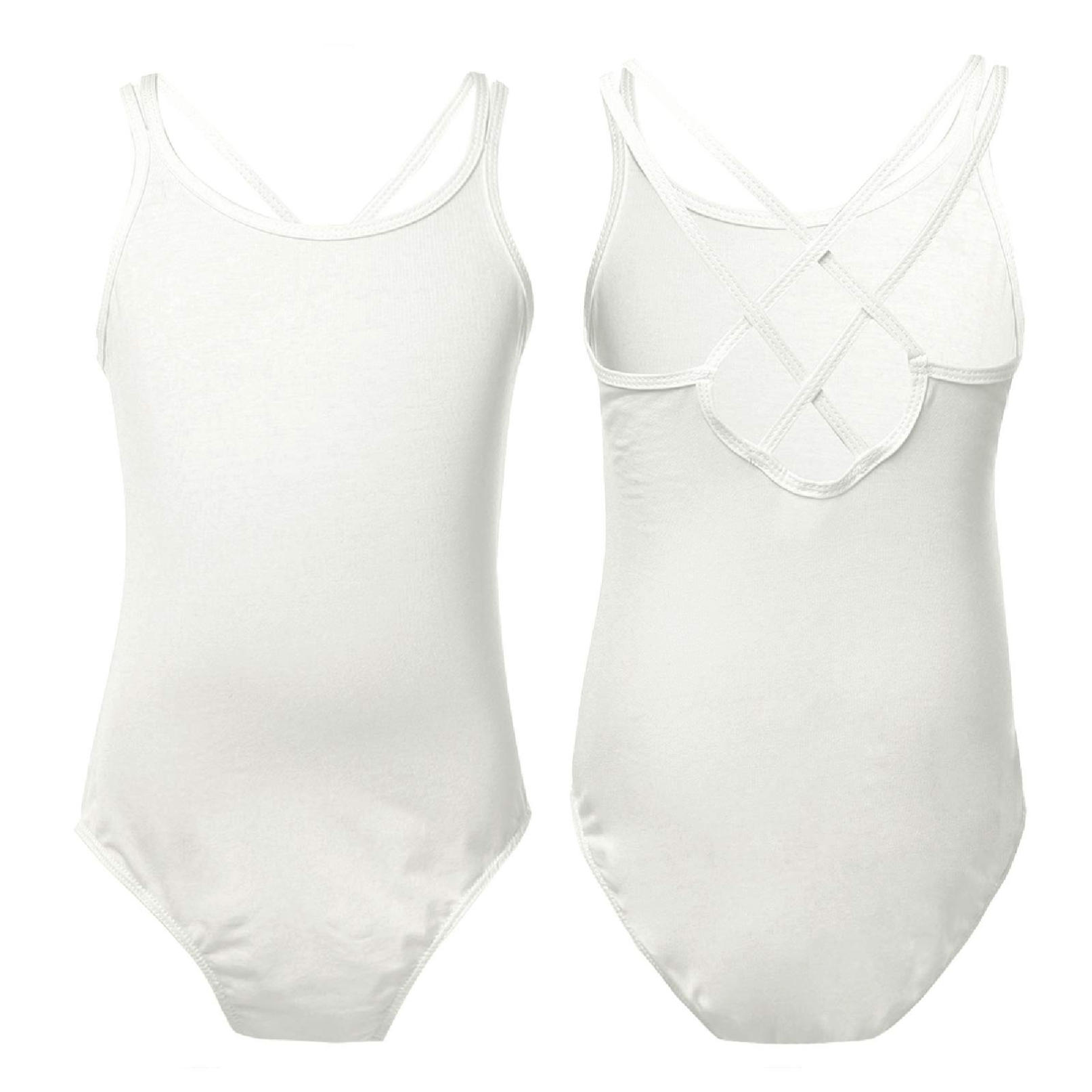Daenrui Kinderen meisjes gymnastiek spaghetti bandje kriskras terug ballet dans turnpakje jumpsuit 3-4 Years crème