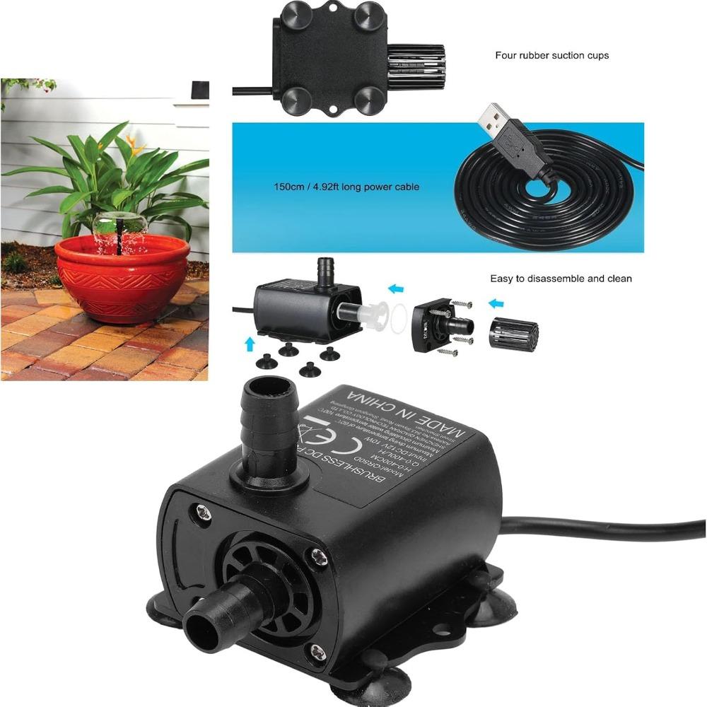 400L/H Flow Rate Submersible Water Pump 13.12ft Lift Height DC 12V Voltage Fountain Pond Pump Ultra Quiet Operation 10W Power