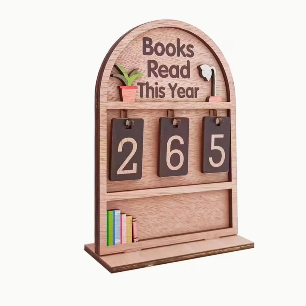 1PC Wooden Reading Tracker Book Counter Solid Wood Bookshelf Decor for Home Library Book Lover Gift Home Decoration Accessories