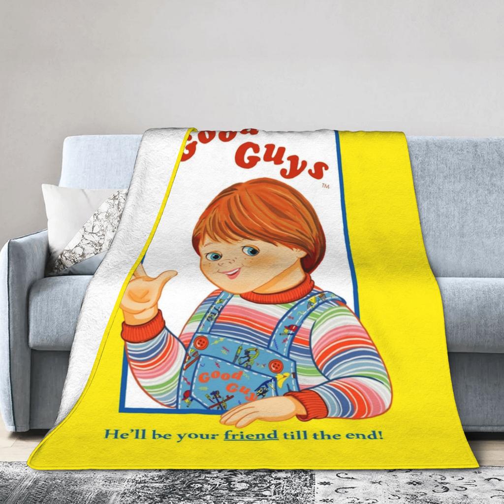 Chucky Horror Movie Knitted Blanket Childs Play Halloween Fuzzy Throw Blanket Home Couch Personalised Soft Warm Bedspread