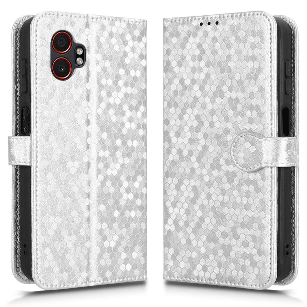 

For Samsung Galaxy XCover7 Pro Wallet Case Dot Pattern Imprint PU Leather Phone Cover Silver