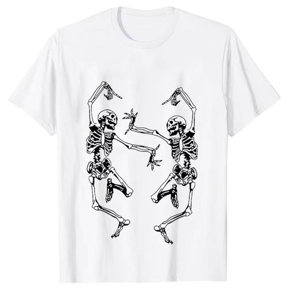 Halloween T-shirt for Men  Skeletons Graphic T Shirts Skeletons Partying Dancing Tee Shirts Funny Spooky Shirt Short Sleeve Tops
