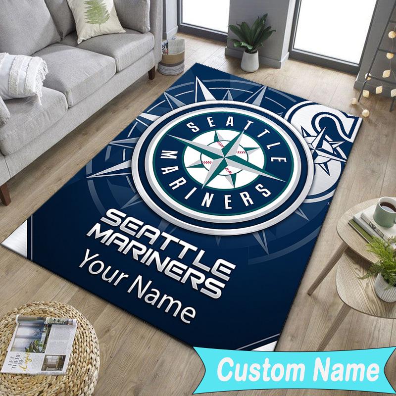 Custom NameMariners Team Logo Carpet, Indoor Rug, Chair Rug, Living Rooms, Doormat Made From Polyester Home Decor Birthday Christmas Gifts