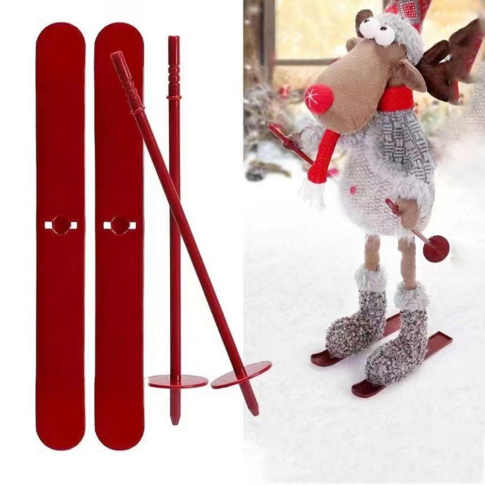 4pcs/set Removable Xmas Santa Sleigh Statue Plastic Christmas Scooter Ornament  Fairy Garden
