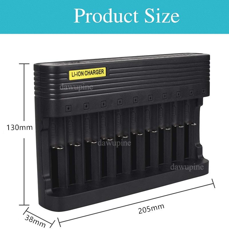 4.2V 6A 10 Slots 18650 Lithium Battery Charger for 14500 16340 16350 18500 26650 10400 18350 Rechargeable Batteries EU US PLug
