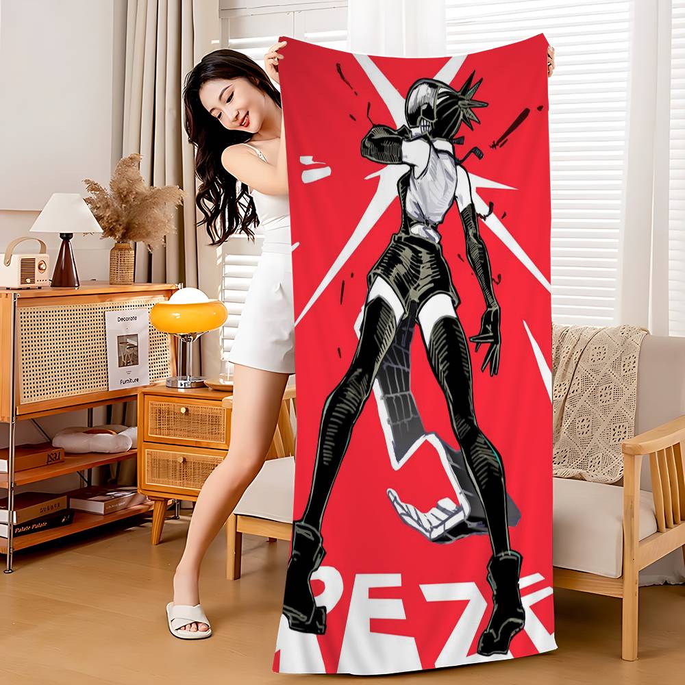 Anime Girl Reze Microfiber Blanket Quick Drying Beach Towels Oversized Printing Super Absorbent Pool Towel Blanket