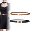 Small Belt Women's Jeans Belt Simple and Versatile Thin Belt Decorative Retro Gold Buckle Small Leather Belt Fashionable and Versatile