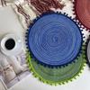 Runder Tischläufer aus Baumwollgarn mit Quaste, halbhandgefertigt, Essgeschirr, rutschfeste Isolierunterlage, Platzset, Heimdekor, Untersetzer