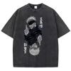 Jujutsu Kaisen Gojo Satoru Manga Printed Tshirt Mens and Womens Washed Tshirt High Quality Vintage Cotton Tshirt Tops