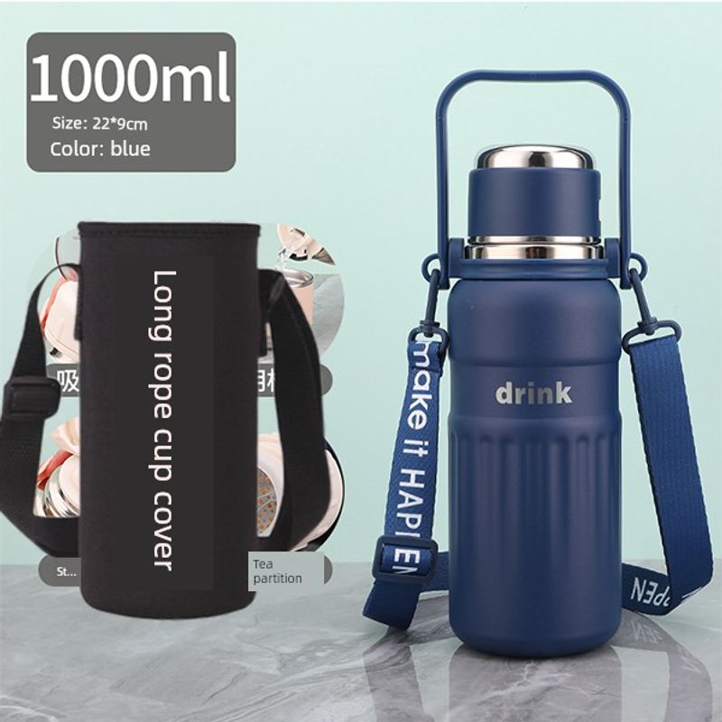 Double-Drink Student Large-Capacity Thermos Cup 316 Stainless Steel Sports Cross-Body Water Cup Special Cup for School and Travel