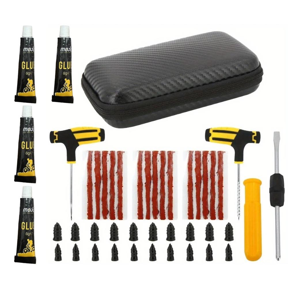 Emergency Roadside Tire Repair Kit Universal for All Vehicles Car Motorcycle Truck Compact Portable Case with Complete Tools