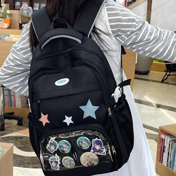 Starry Sky Transparent Backpack With Breathable Comfort For Middle School Students