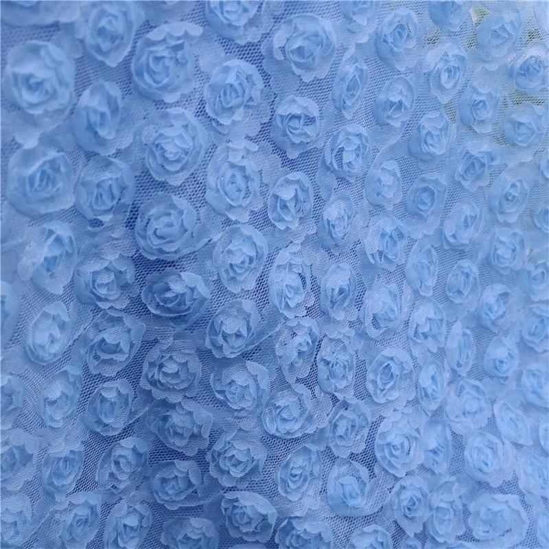 1 Yard Rose Flower Tulle Mesh Fabric Stretch 3D Rose Embroidery Designer Fabric DIY Sewing Wedding Party Dress Background Decor