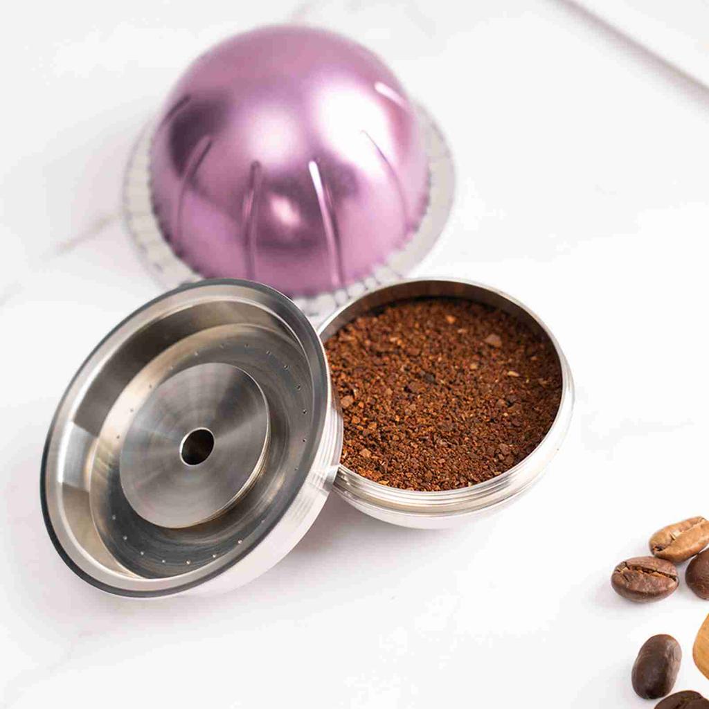 Stainless Steel Coffee Capsule Set Reusable Coffee Capsule Cup Filter with Powder Tamper Spoon Brush