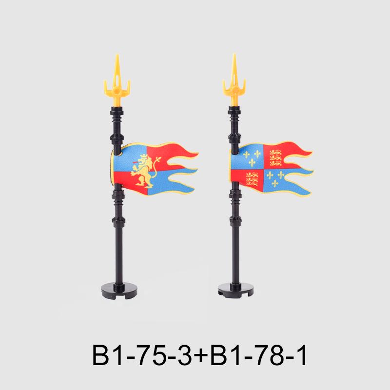 Medieval Military Flag Series War Castle Knight Soldier Warrior Accessories Building Blocks Ancient Holy Rome Bricks Toys Gifts
