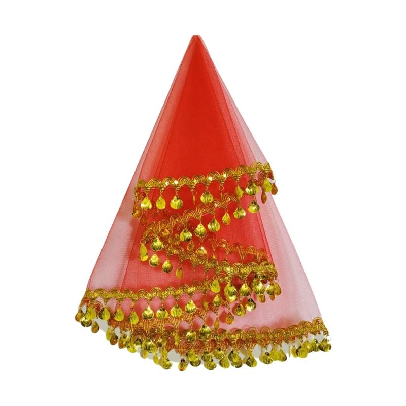 

Винтажная этническая вуаль с кисточками из золотых монет для танцевальных соревнований и реквизит для костюма для празднования традиционного фестиваля