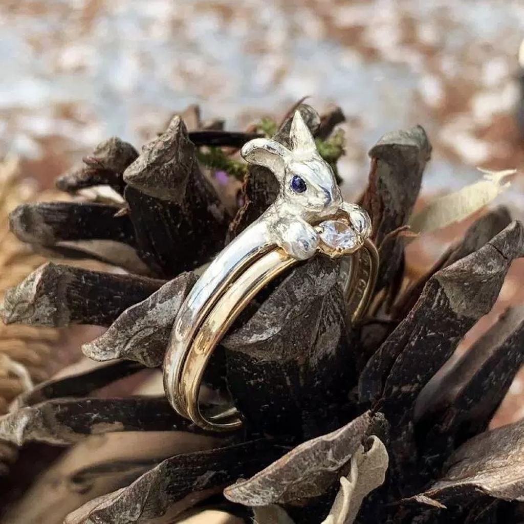 Adorable Rabbit Shaped Ring With Sparkling Cubic Zirconia Stones For Women Girls Cute Stackable Jewelry Gift Idea