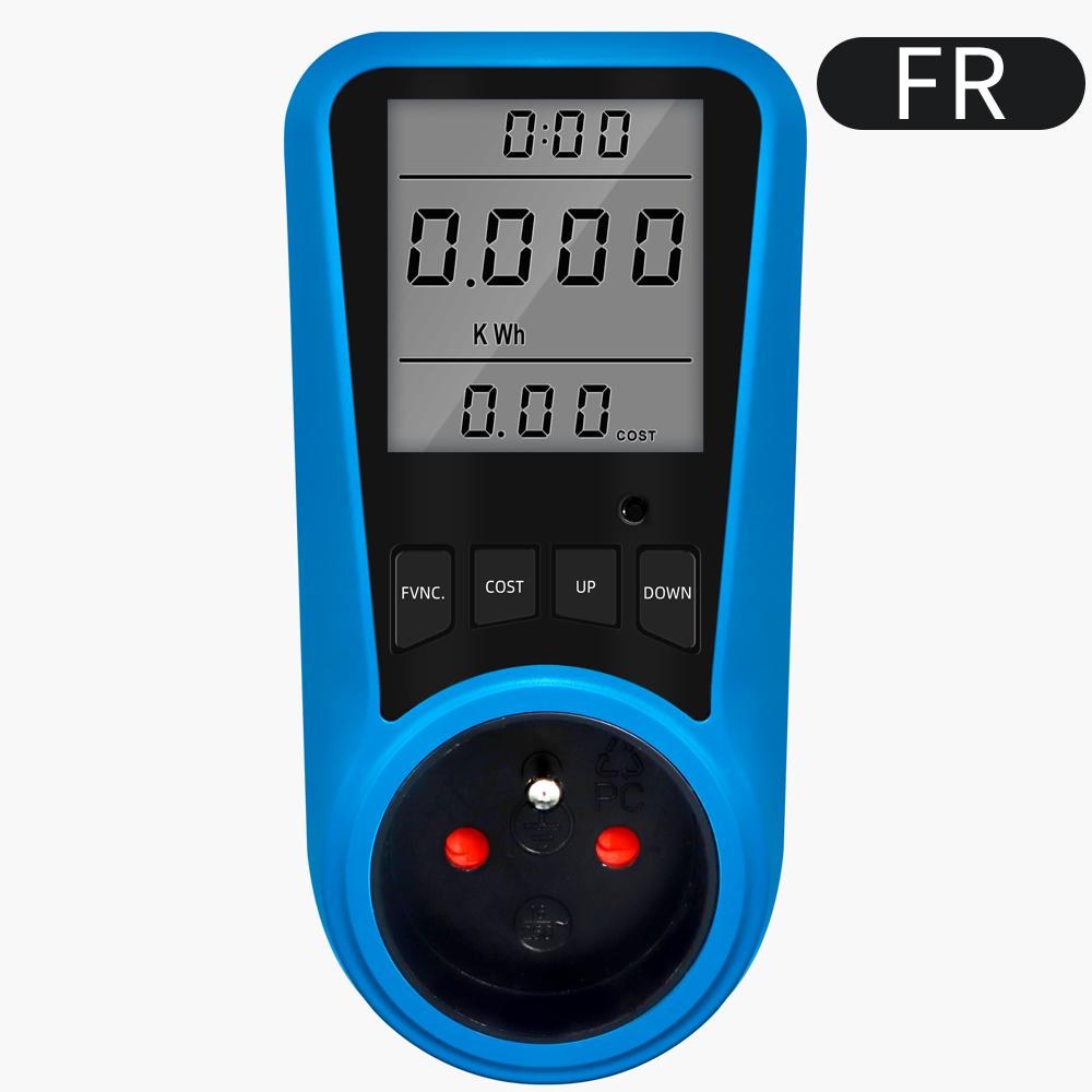 Digitaler Strommesser AC 230V Strommessgerät Voltmeter Zeit Watt Leistung Energie Tester 50Hz Steckdosenanalysator EU US UK AU FR BR IT Stecker