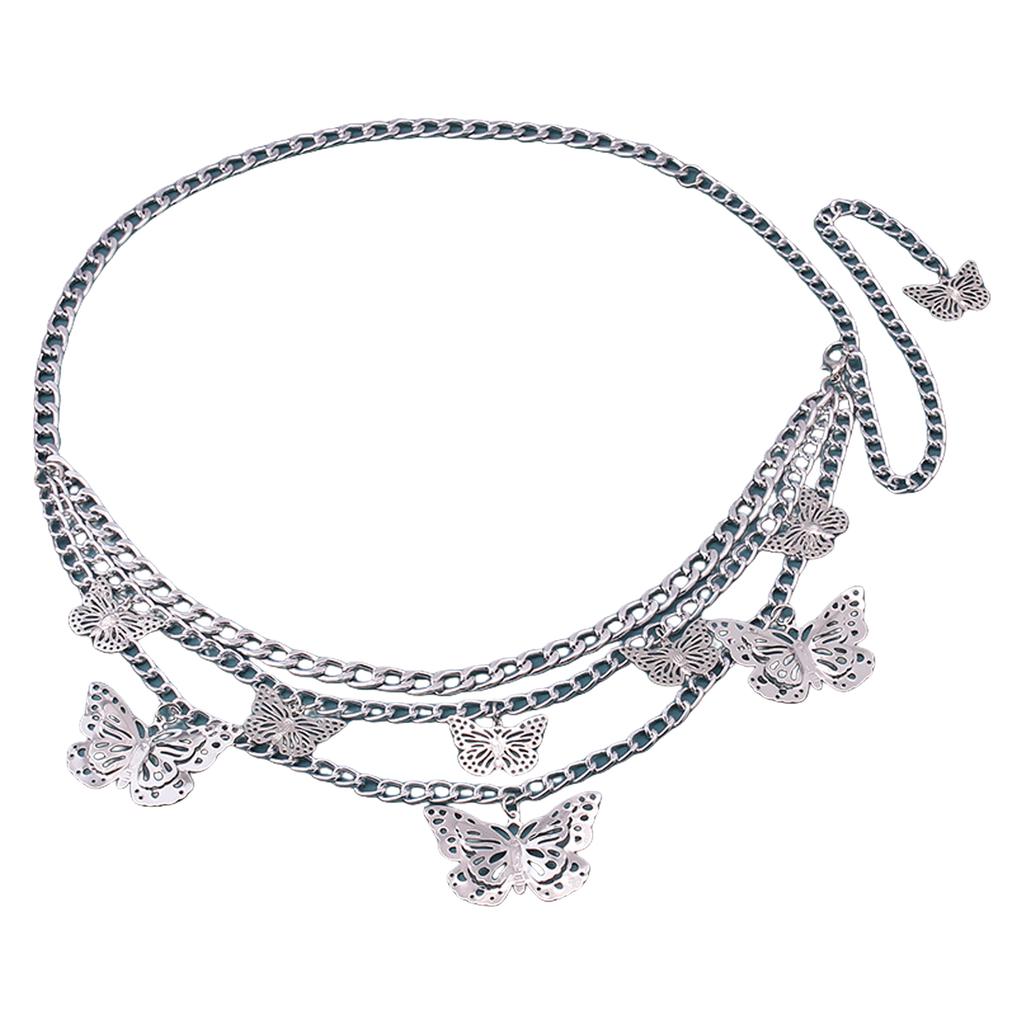 Blingbling Waist Belt Stylish Carved Butterfly Waist Chain Belt Elaborate Chain Belly Chain for Belly Dance Waist Chain