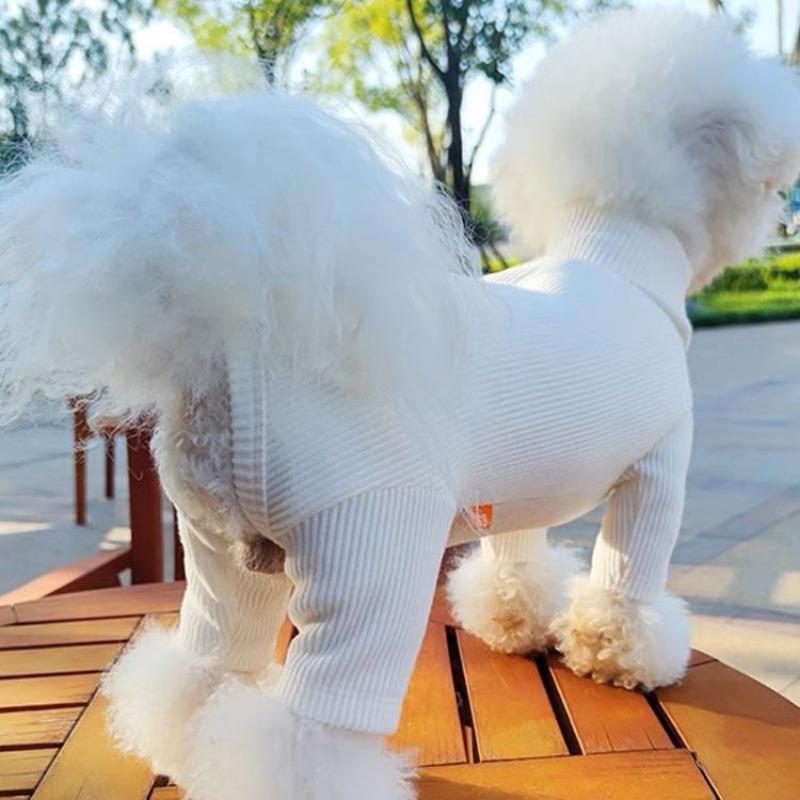 

Teddy dog belly bag than bear sweater Schnauzer Pomeranian white autumn and winter turtleneck casual pet belly four feet XS chest 30 back 20 about 1 kg